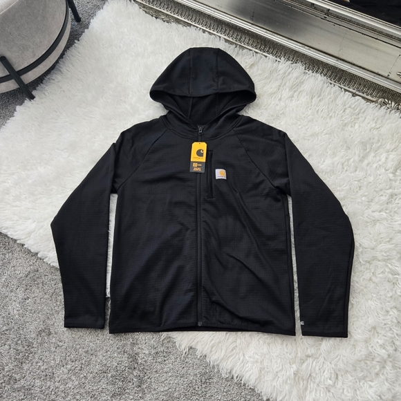 Carhartt Kid's Force Long-Sleeve Full Zip Hooded Sweatshirt. Caviar Black. Size - Picture 1 of 8
